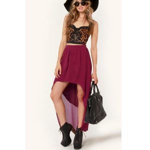 Lucca Couture Burgundy High-Low Skirt - Size M